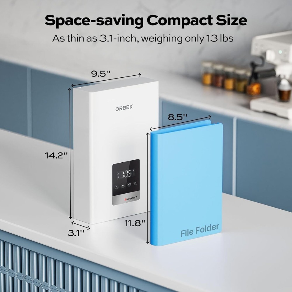 ORBEK 14kW 3.38 GPM Tankless Water Heater Electric On Demand Instant Hot Water