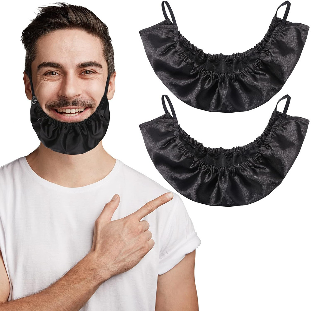 Beard Bandana, 2 Pack Men Beard Bib Black Beard Covers Soft Comfortable and Silk