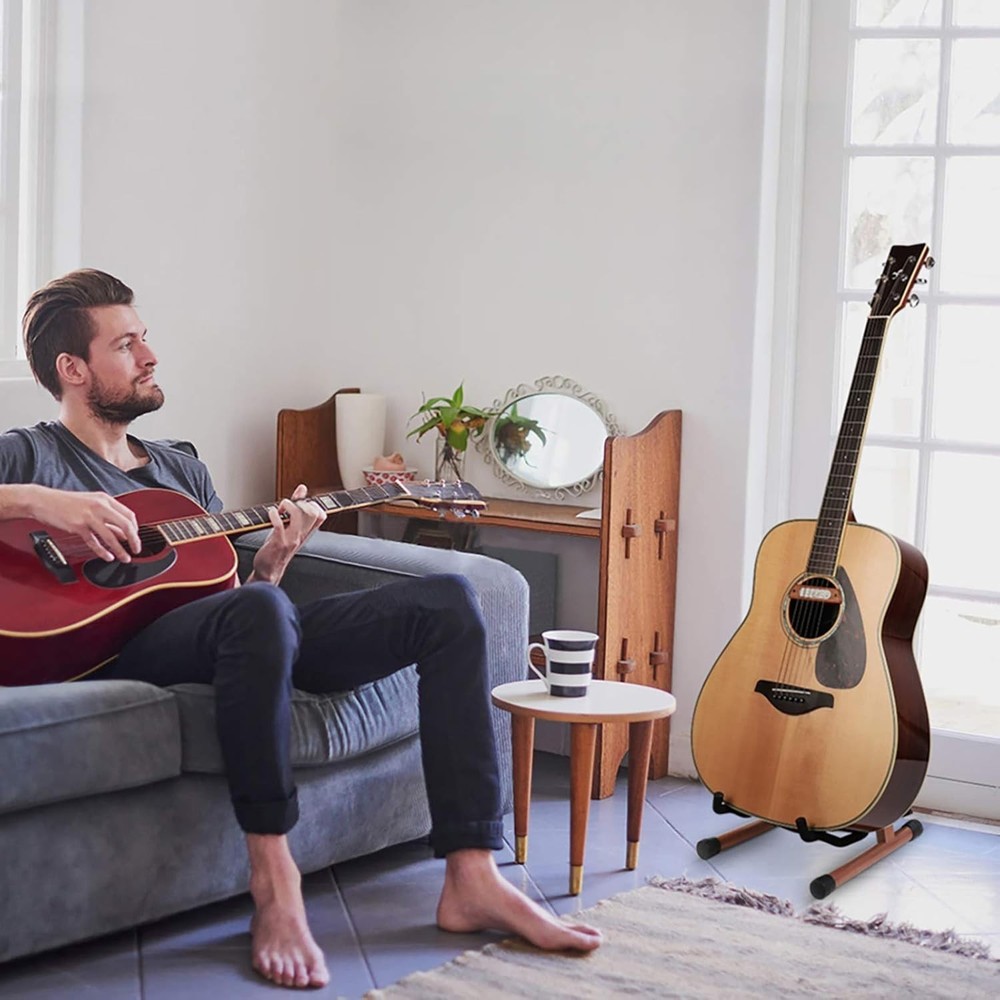 Folding Rosewood Guitar Stand - Lightweight & Versatile for Multiple Instruments