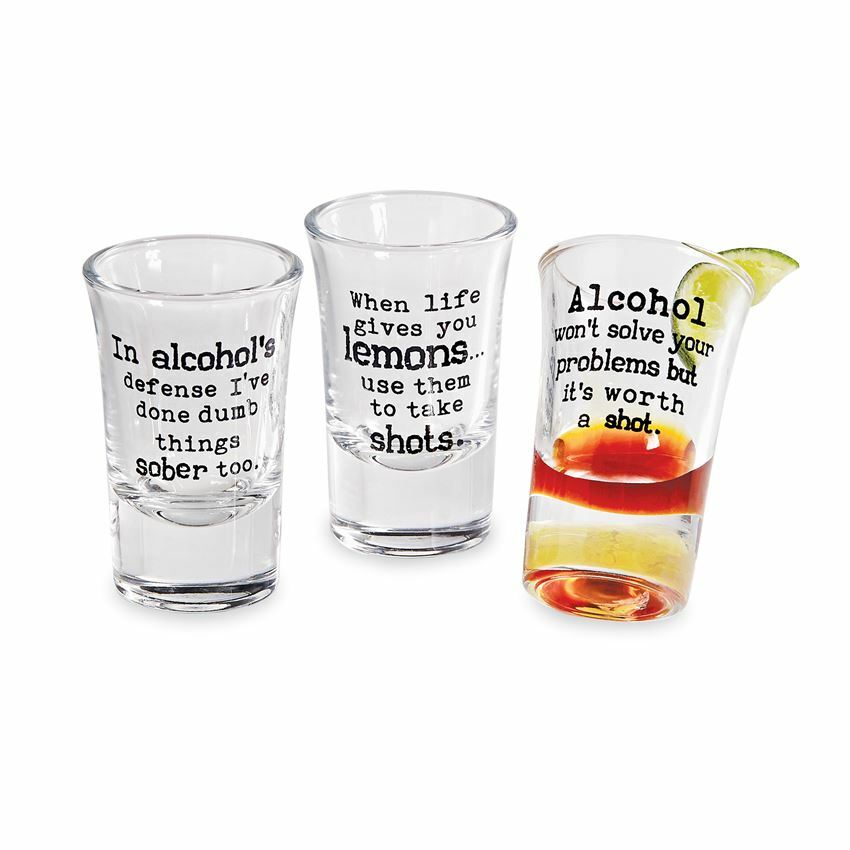 DRINKING SENTIMENT SHOT GLASSES from Mudpie