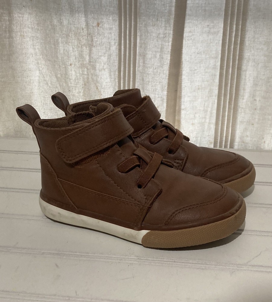 Wonder Nation Boy’s Ankle Boots Brown Size 8 Hook and Loop Closure Adjustable