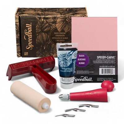 Complete Block Printing Kit with Ink and Tools