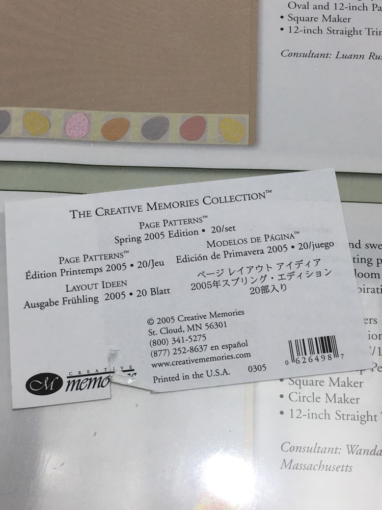 Creative Memories Easter Page Patterns 2005 Memory Joggers Scrap Book Paper