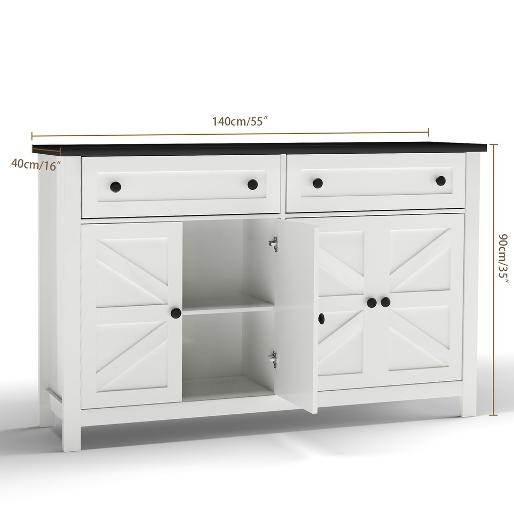 55.1in Sideboard Buffet Cabinet Kitchen Storage Sideboard With Drawers PEFE