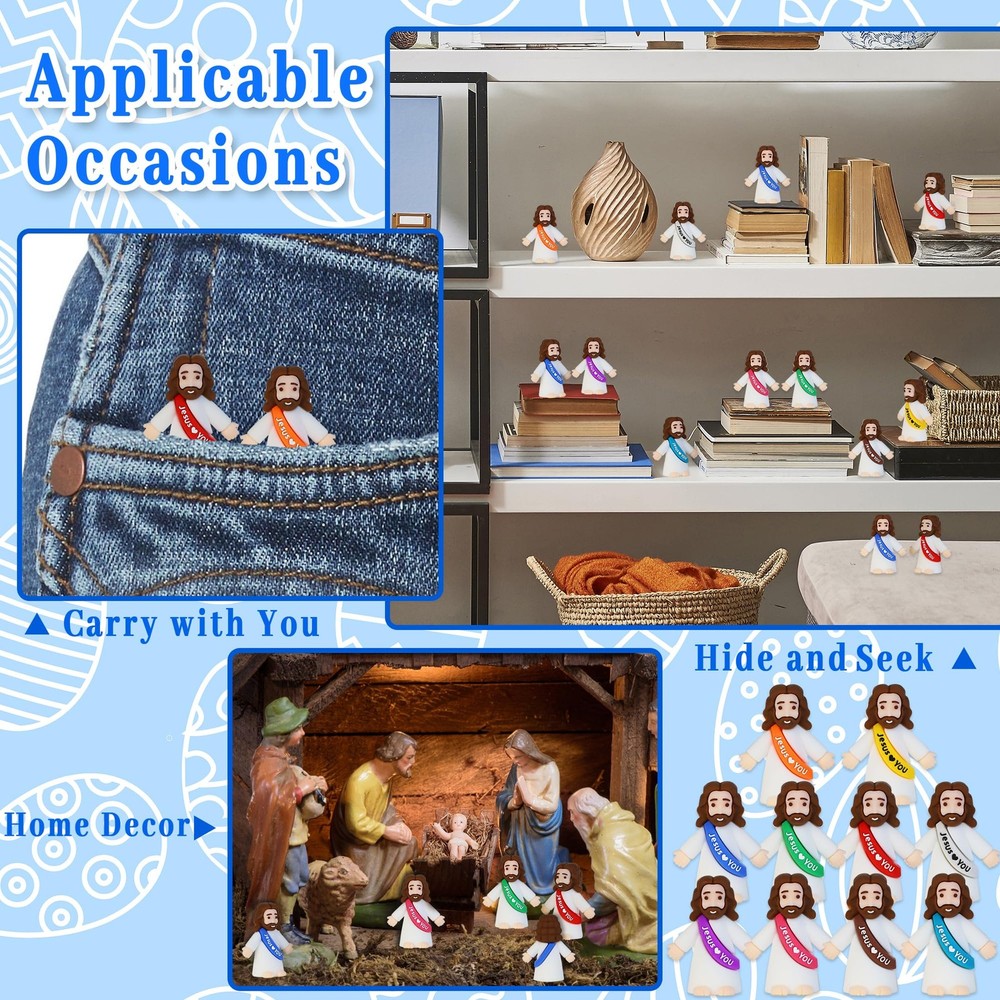 Bamamon 30 Pcs Little Jesus Figures, Mini Figurines in Bulk Multicolor