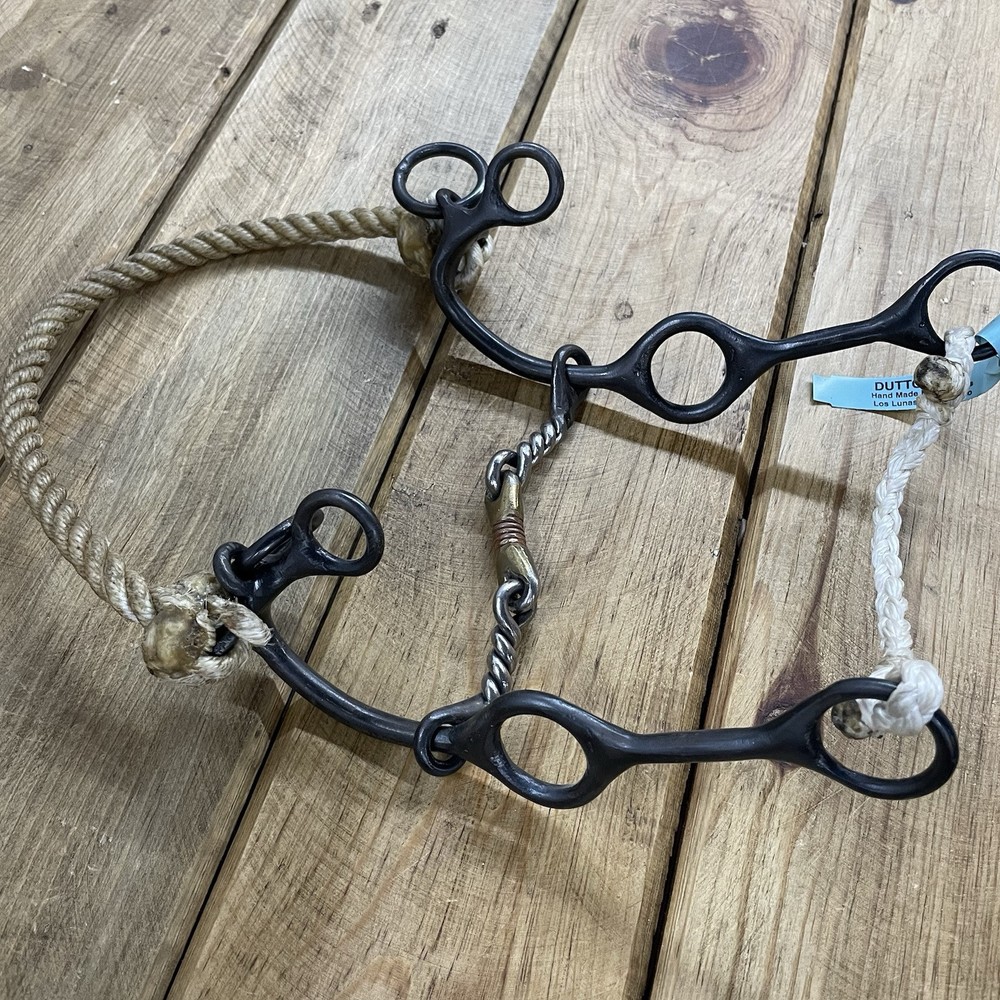 Dutton Combination Hackamore With Twisted Wire Dogbone Mouthpiece Bit