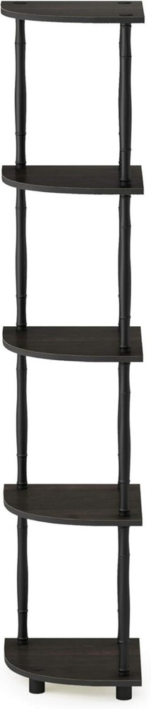Durable 5-Tier Corner Shelf - Easy Assembly Espresso Multipurpose Display Unit