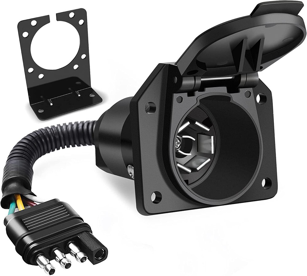 4 Way Flat to 7 Way Round Blade Trailer Adapter Wiring Harness Connector Plug