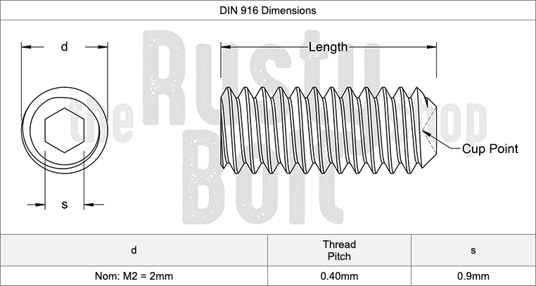 M2 x 10mm, Socket Set Screws Cup Point, 45H Steel, Black Oxide