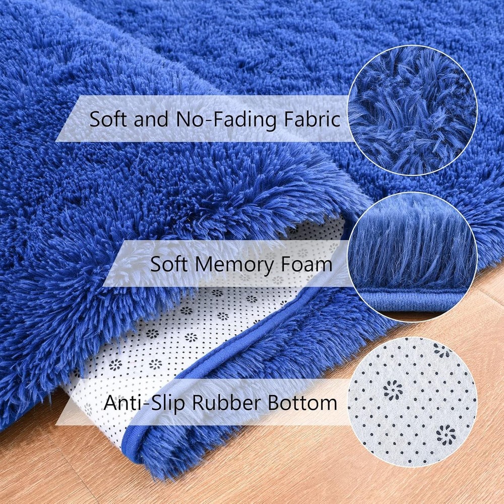 Kelarea Navy Blue Rug for Bedroom, 2x4 4' x 2' (Rectangular),