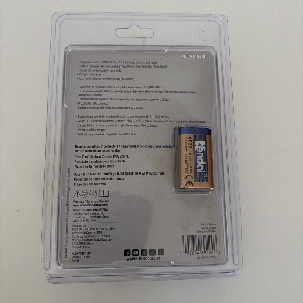 Klein Tools VDV526-100 LAN Explorer Data Cable Tester With Remote New In Pkg.