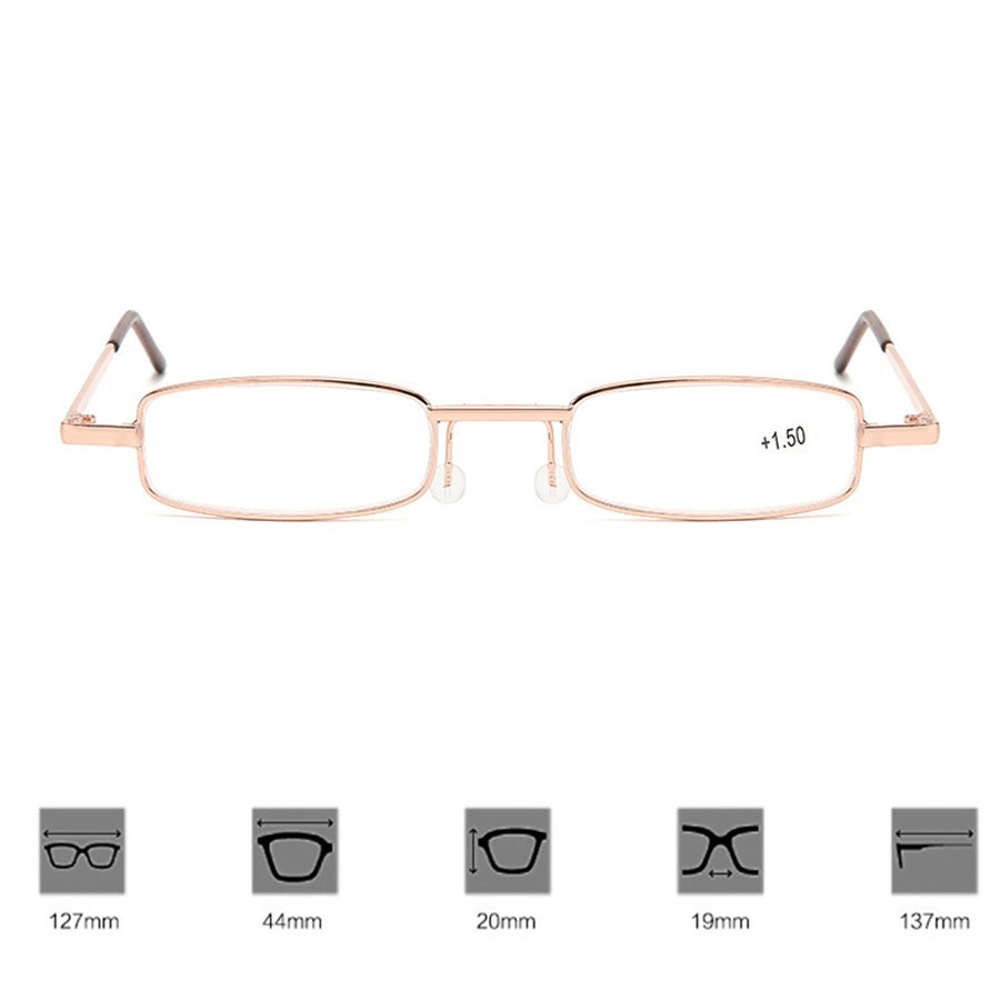 Reading Glasses Reader Spectacles Small Metal Frame Eyeglass With Case +1.0～4.0