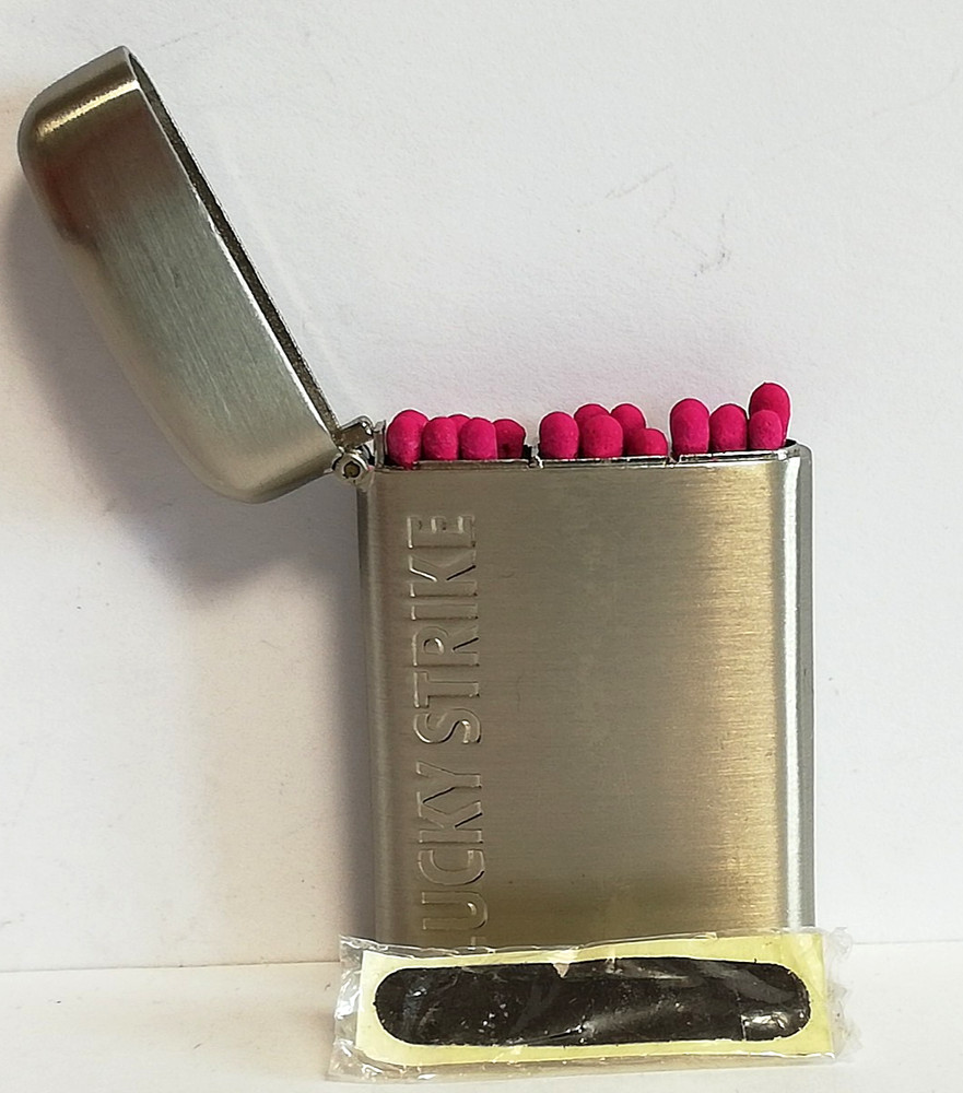 Lucky Strike Metal Match Case. Used