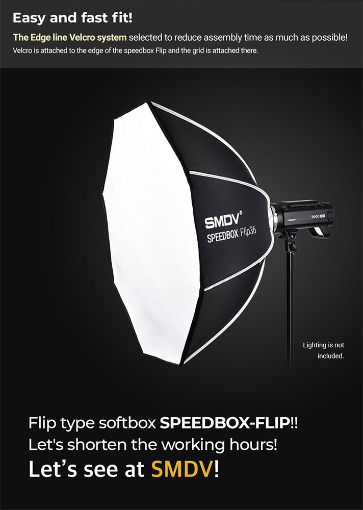 SMDV SPEED-BOX FLIP36 Quick Soft-box Diffuser f/ Bowens Elinchrom Profoto Strobe