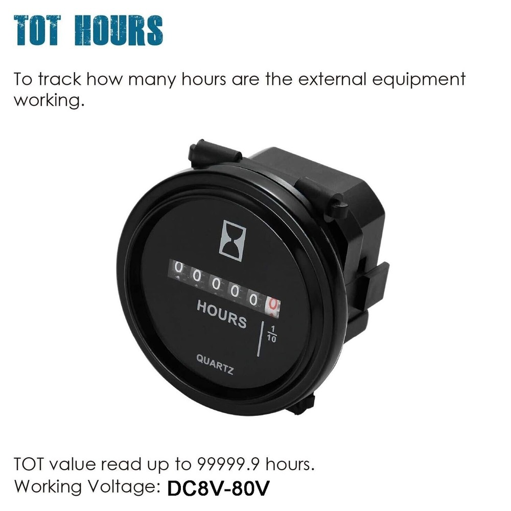 (DC8-80V)Runleader Quartz Mechanical Hour Meter Timer For Boat Engine Lawn Mower