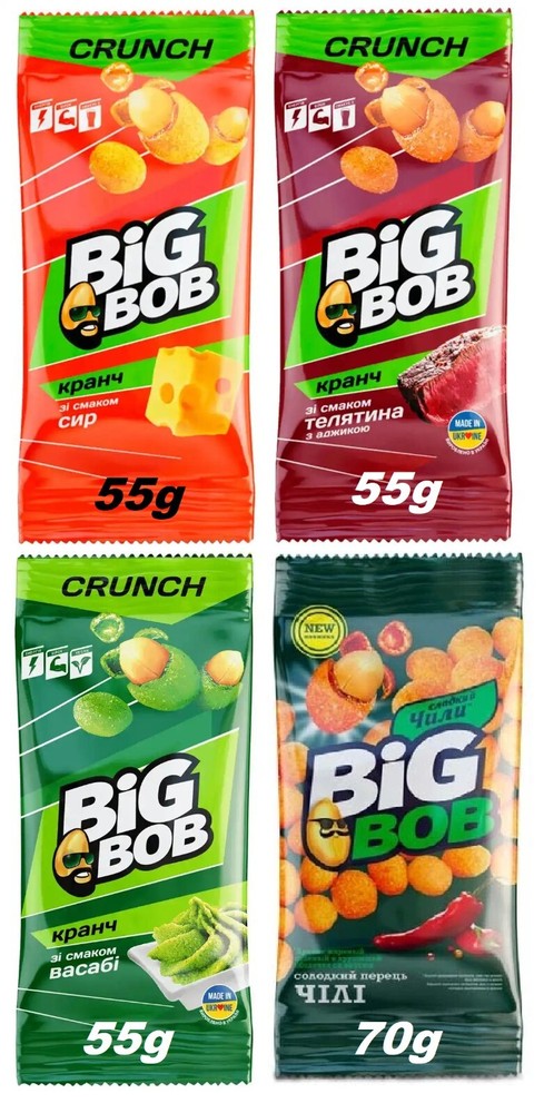 4 pcs Big Bob Nuts Coated Peanuts with Mixed Flavors