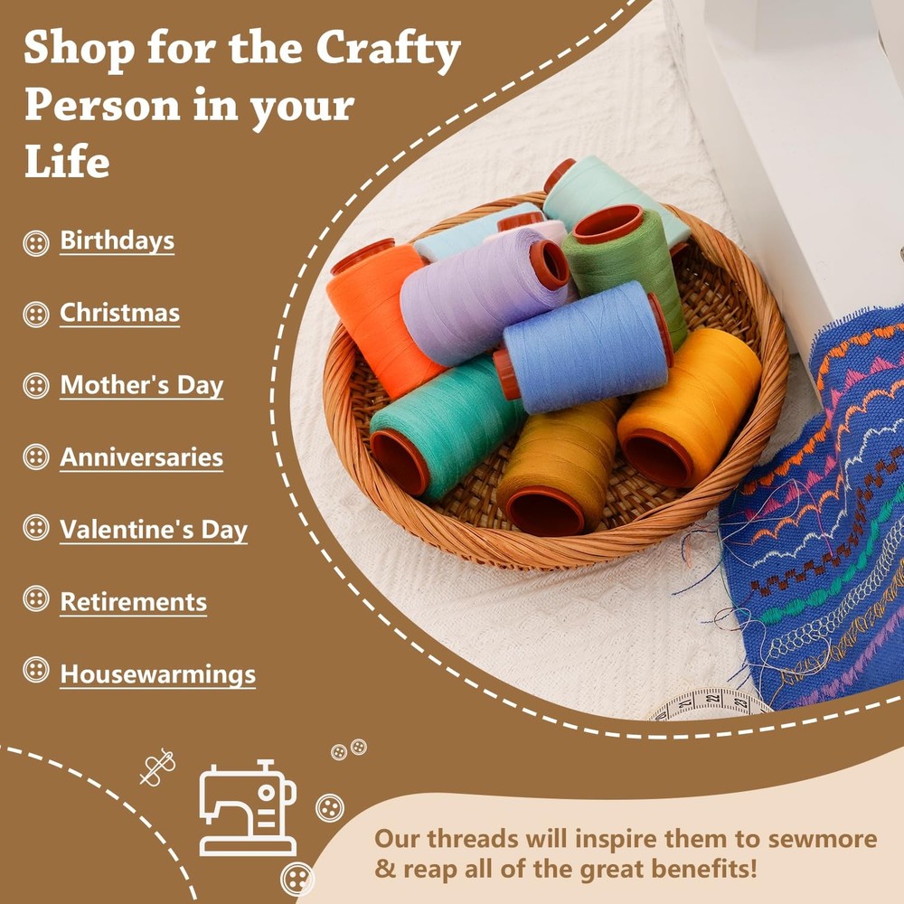 42 Colors Sewing Thread Kit All Purpose Polyester Thread Assorted Colors for ...