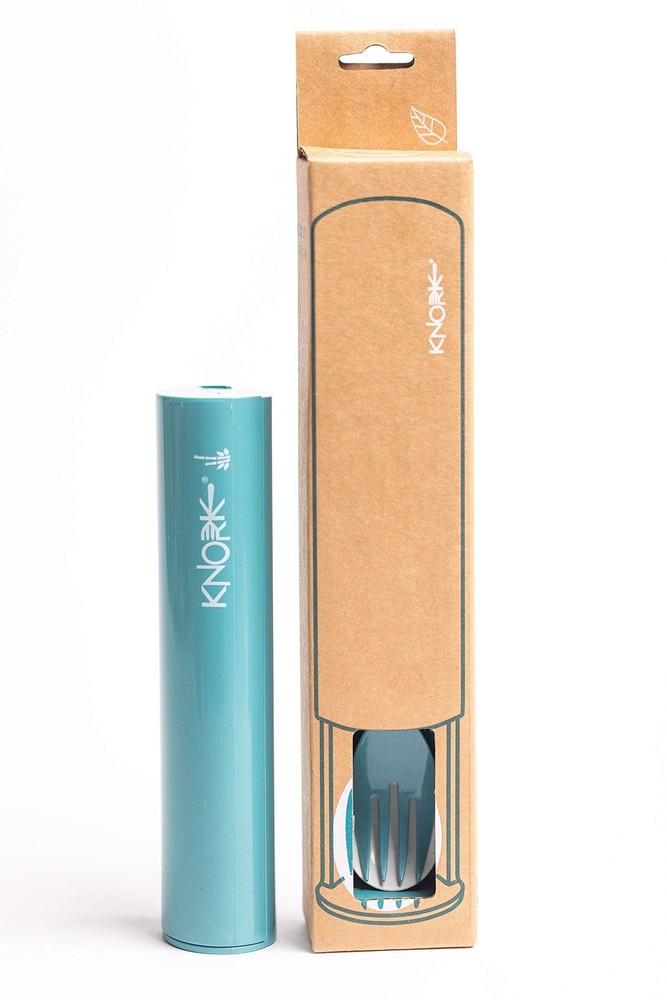 Teal Blue Eco Friendly 3 Piece Flatware Set with Carry Case Knork Utensils