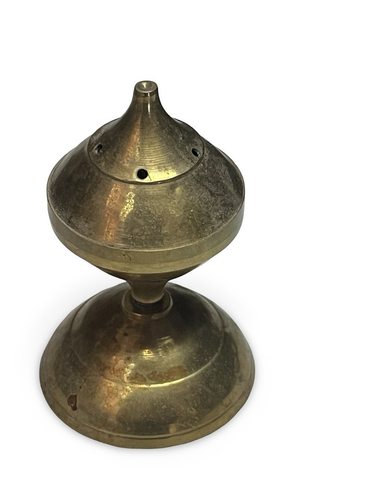 Vintage Brass Stick Incense Burner, cone shape w/Etching & small circular base