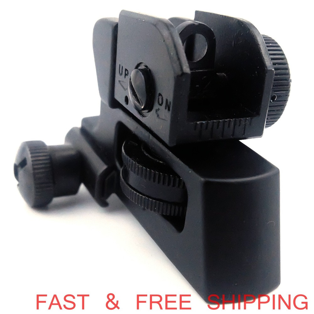 Metal Backup Rear Sight Detachable Compact Adjustment Windage Elevation