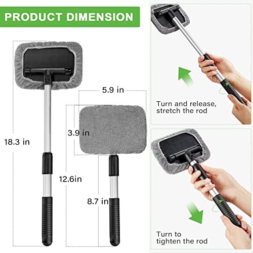 2 Sets Car Window Cleaner Windshield Cleaning Tool with Detachable Handle 6