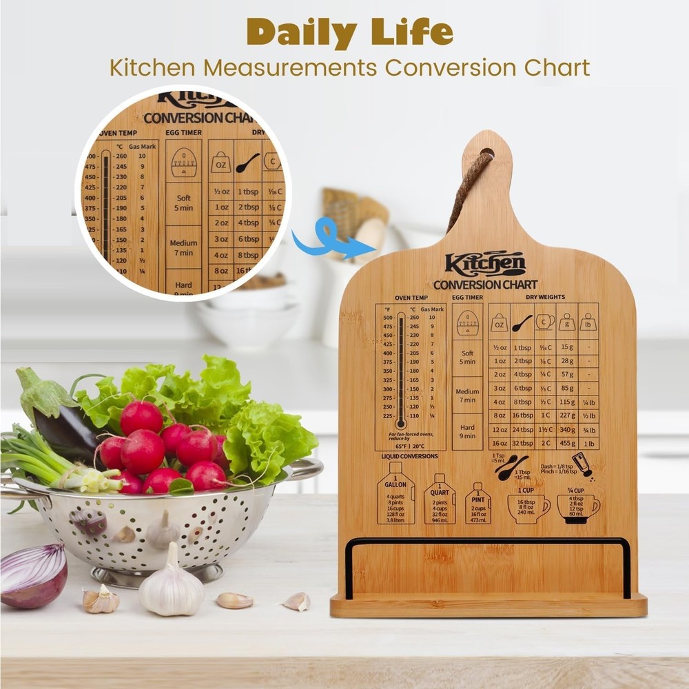 Compact Bamboo Cookbook Holder - Adjustable and Space-Saving Kitchen Essential