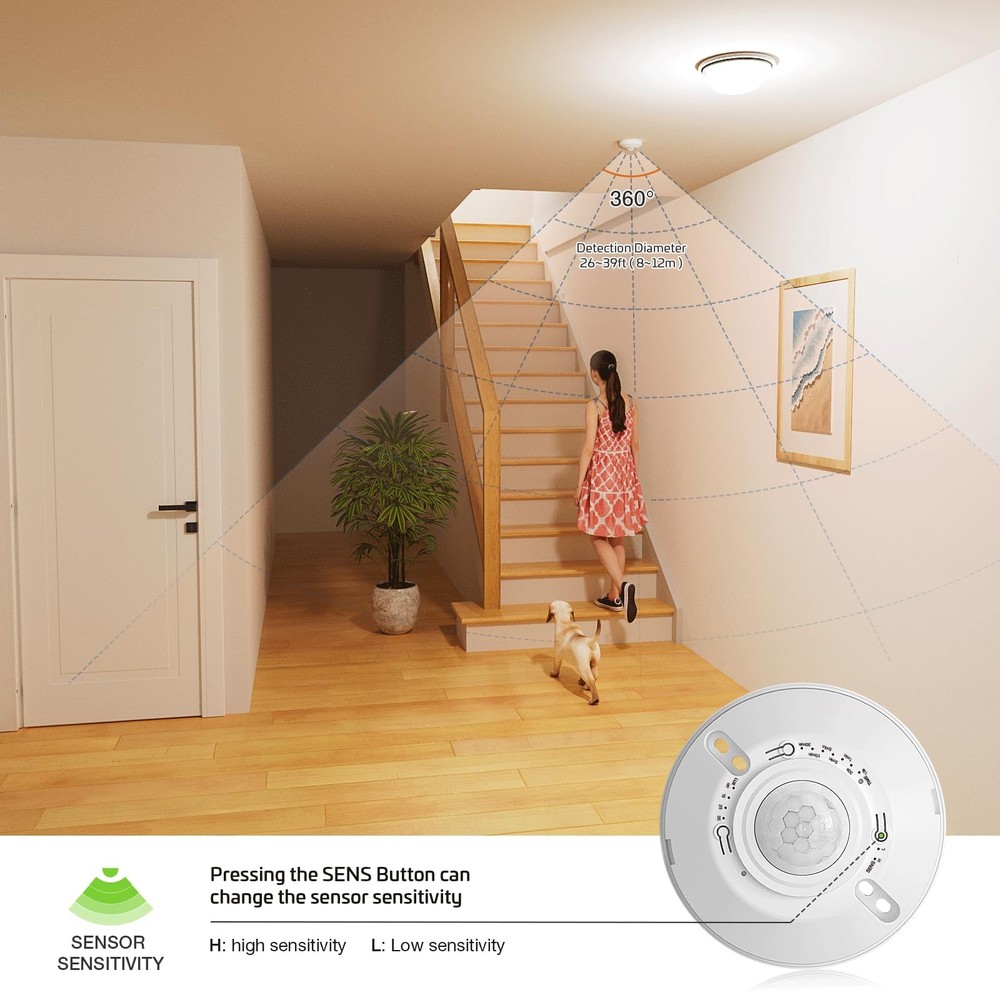 RAYZEEK Ceiling Sensor Light Switch,360 Degree Occupancy Sensor,10A,120V Hard...