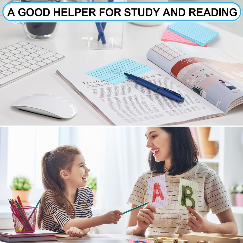 248 Sheets Colored Index Cards 3X5, Double-Sided Blank Notes Flash Cards for Stu