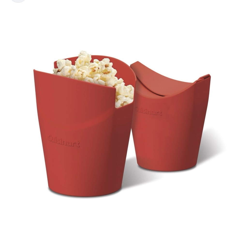 Cuisinart Single Serve Red Silicone Microwave Popcorn Makers 2pc Set NWT