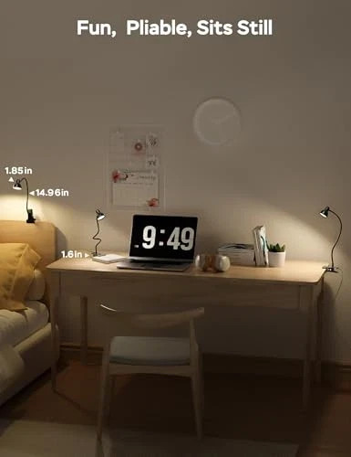 Clip on Light Reading for Bed 3 Color Modes 10 Dimmable 4W, Black