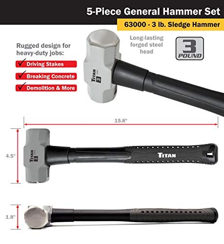 63125 5-Piece Hammer Set 5-Piece Set. Textured Handle