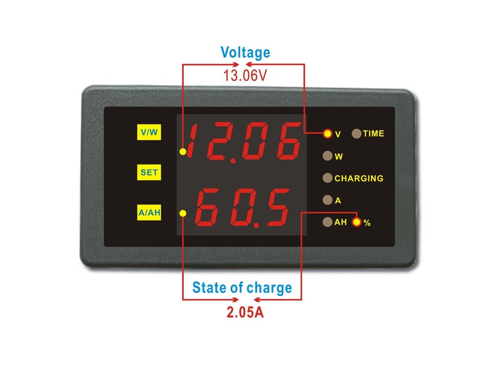 Battery Indicator 90V 30A Volt Amp Capacity Power Combo Meter Charge Discharge