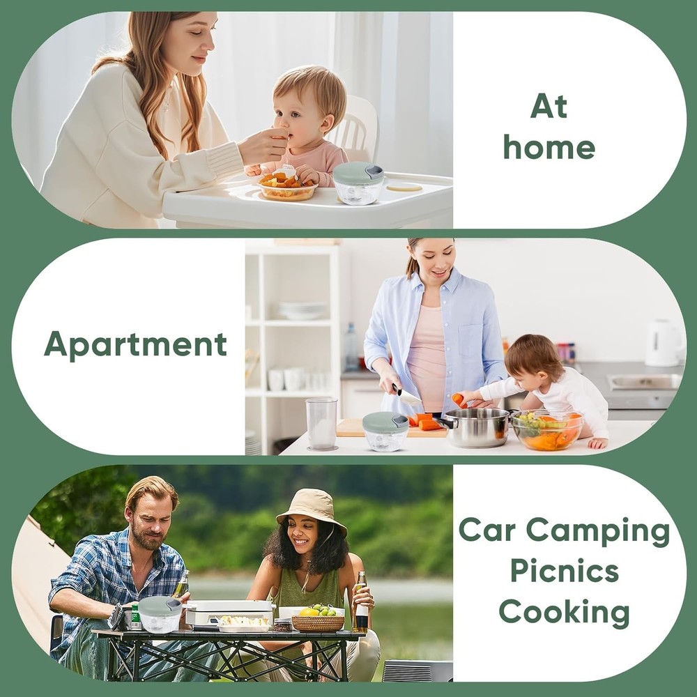 Vegetable Chopper Manual Food Chopper with Container, Hand Pull String Veggie