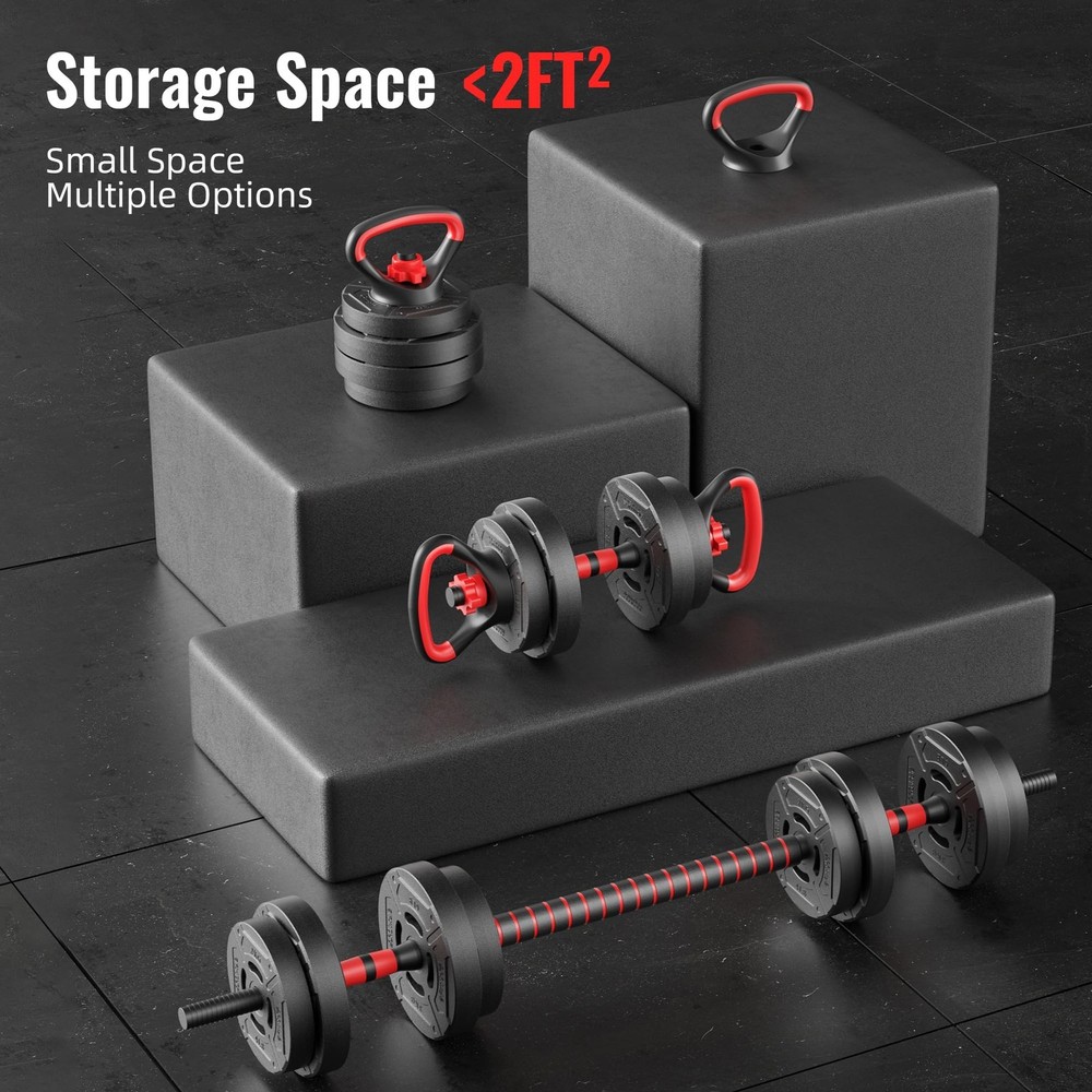 Fitvids Multi-Functional Changeable Dumbbell Adjustable Weights, 40LBS, 4 in 1