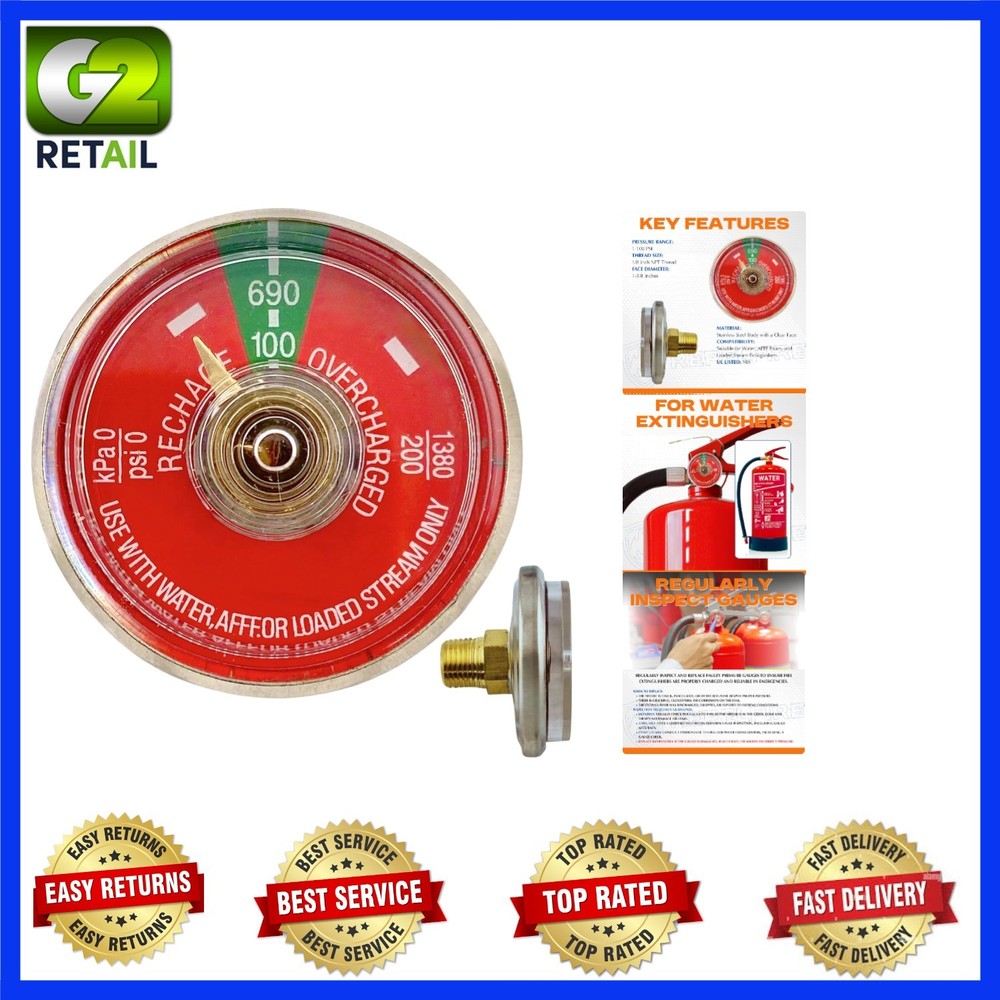 Durable 100 PSI Replacement Pressure Gauge for Fire Extinguishers