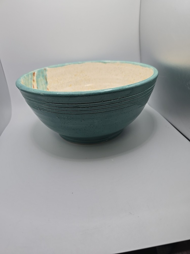 Handmade Pottery Berry Colander Strainer Stoneware Blue Gray