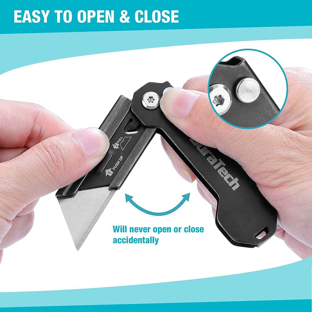 DURATECH Folding Pocket Utility Knife Set 2-Pack Stone Washed Quick Change Blade