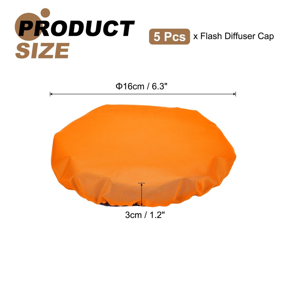 5pcs 6.3" x 6.3" Soft Mini Flash Bounce Diffuser Cap, for Flashlight, Orange