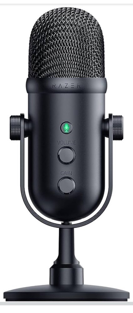 onn USB Dual-Pattern Podcasting Microphone, Mute Button, Adjustable Stand, Black