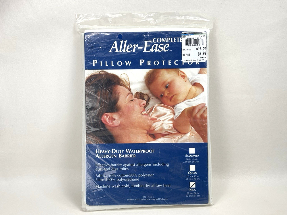 AllerEase Heavy Duty Waterproof Allergen Barrier Pillow Protector 1-King 20”x36”