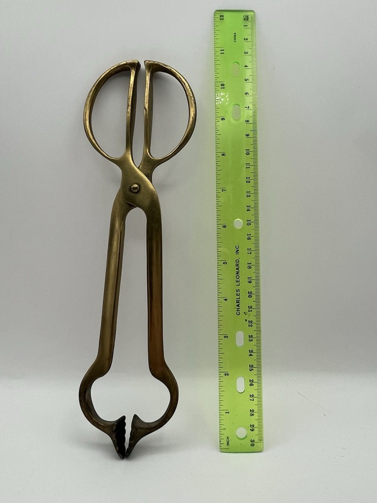 Antique Brass Coal Tongs Fireplace Implement