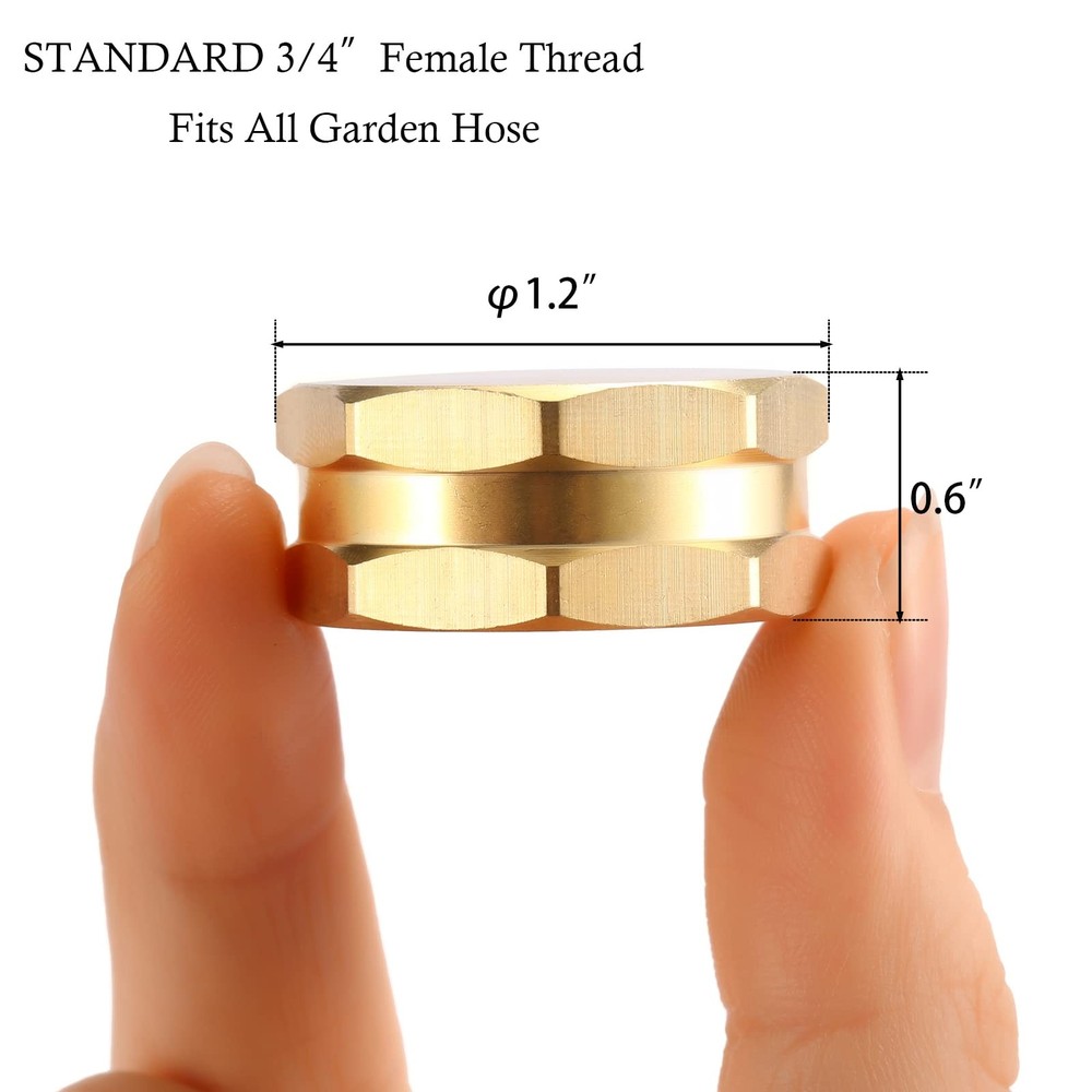 Sanpaint 4 Pack Garden Hose End Caps with Washers, Brass Spigot 4 Pack, Cap