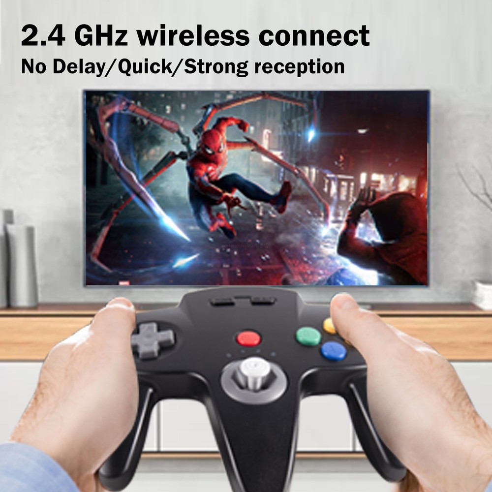 Wireless N64 Controller,2.4G Remote Game Controller w/ Rumble Pak For N64 System