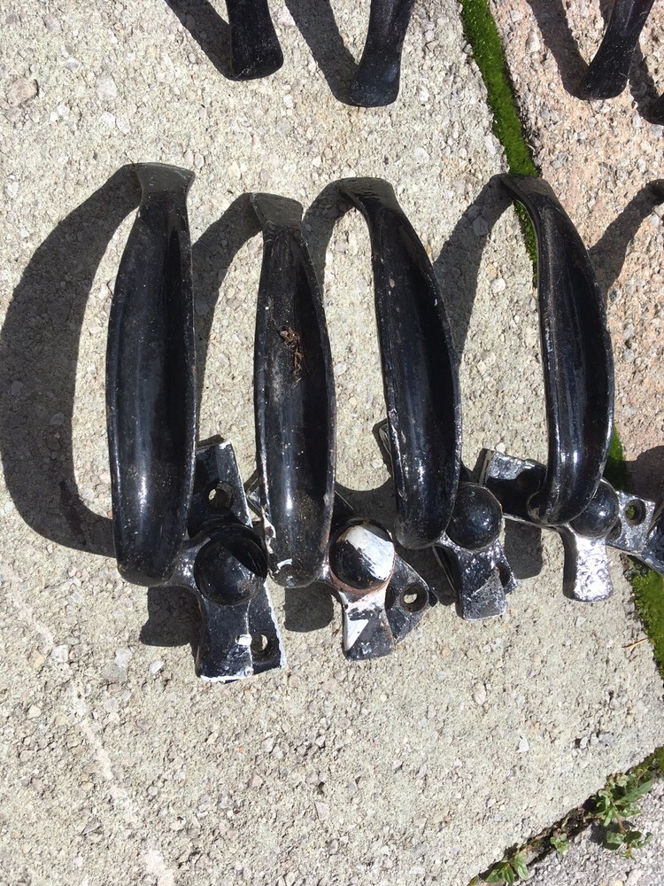 Solid head cast iron black antique window Scroll Handle 13cm