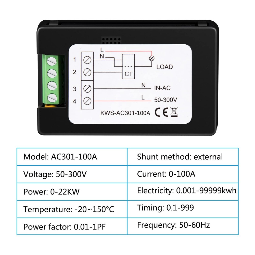 AITIAO Digital Display AC Multimeter 100A with Open Current Transformer