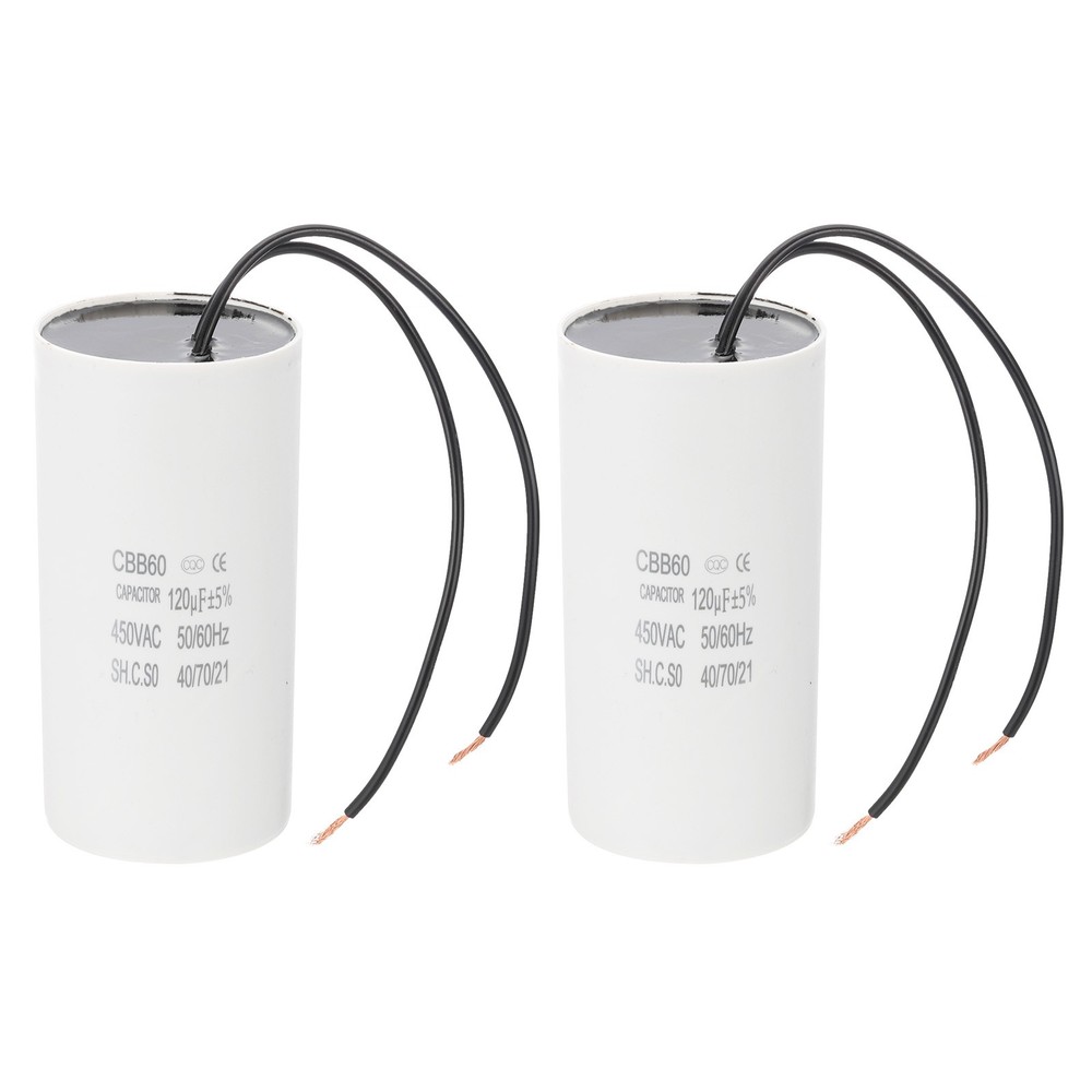 120uF CBB60 Running Capacitor, 2 Pcs Run Capacitor, White