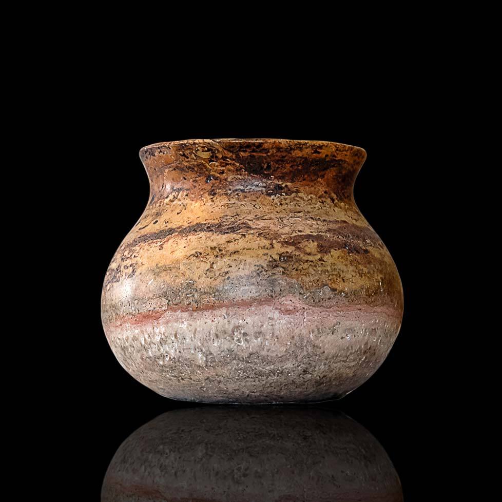 Classic Table Vase Red Travertine H15Cm
