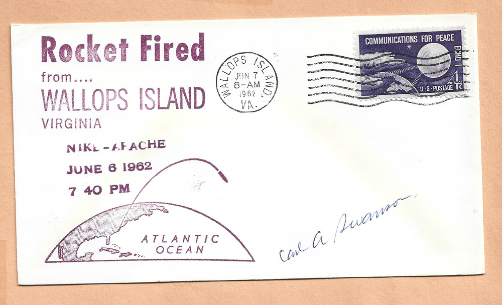 NIKE APACHE LAUNCH JUN 6,1962 WALLOPS SIGNED SWANSON SPACE COVER NASA