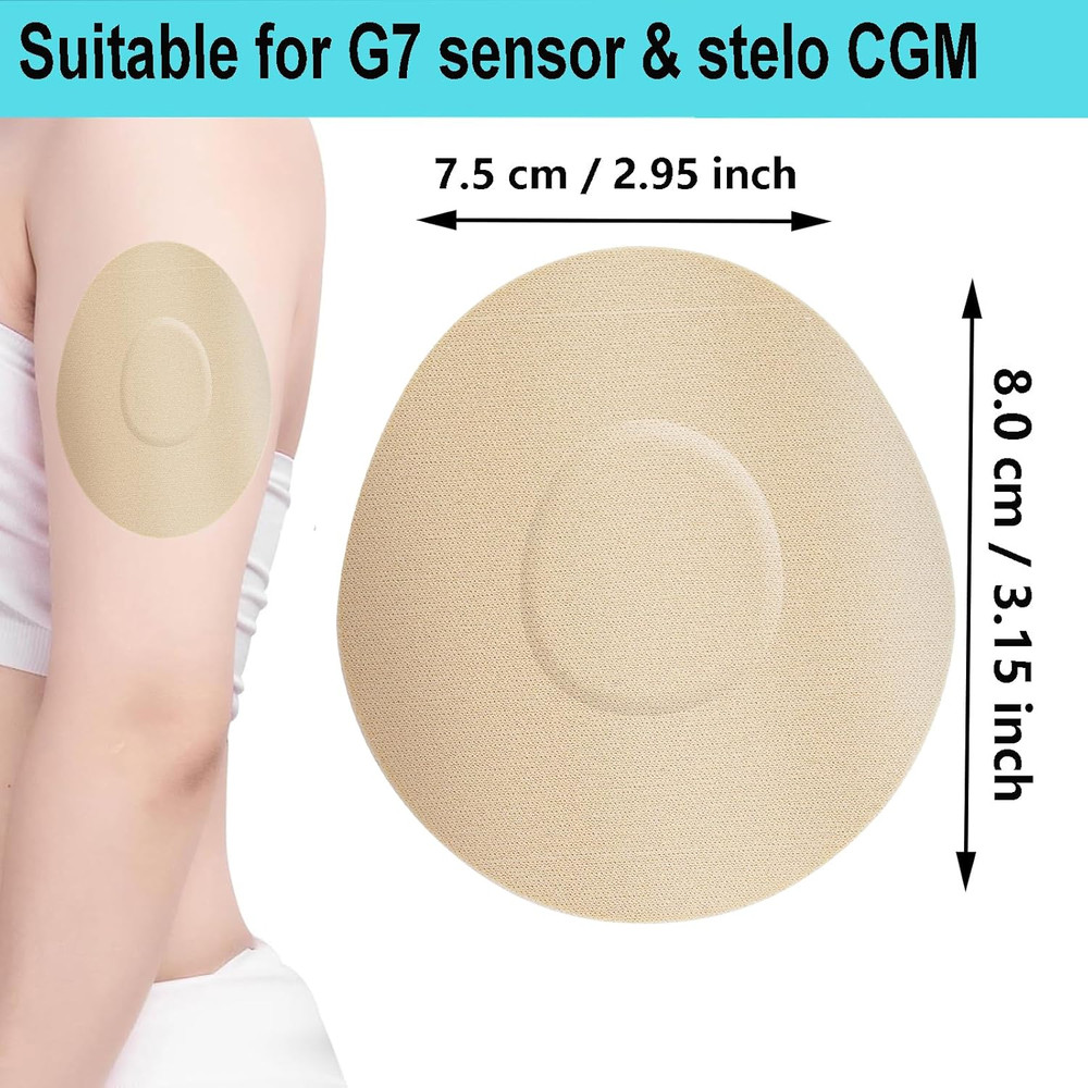 Dexcom G7 Stelo Adhesive Patches Waterproof CGM Overpatch 25 Pack Beige