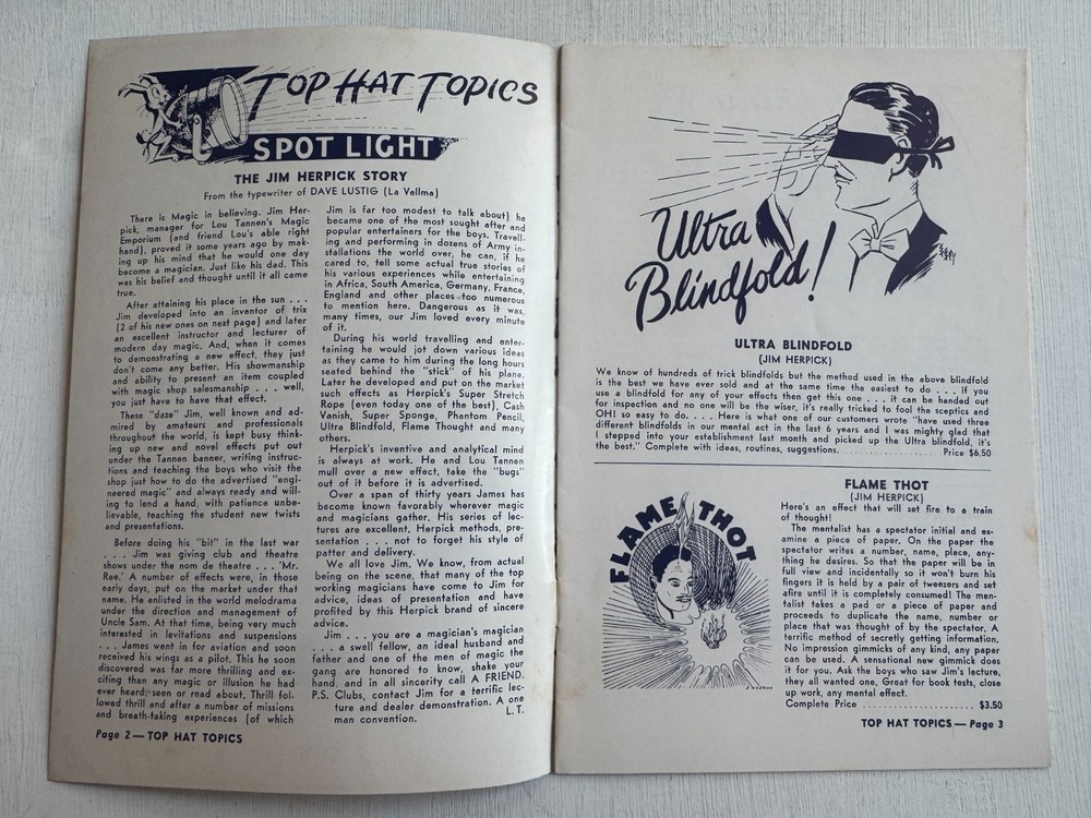 Vintage Top Hat Topics Magic Trick Catalog Vol 3 # 8